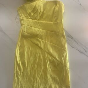 Daisy Yellow One-Shoulder Pleated Cocktail Dress